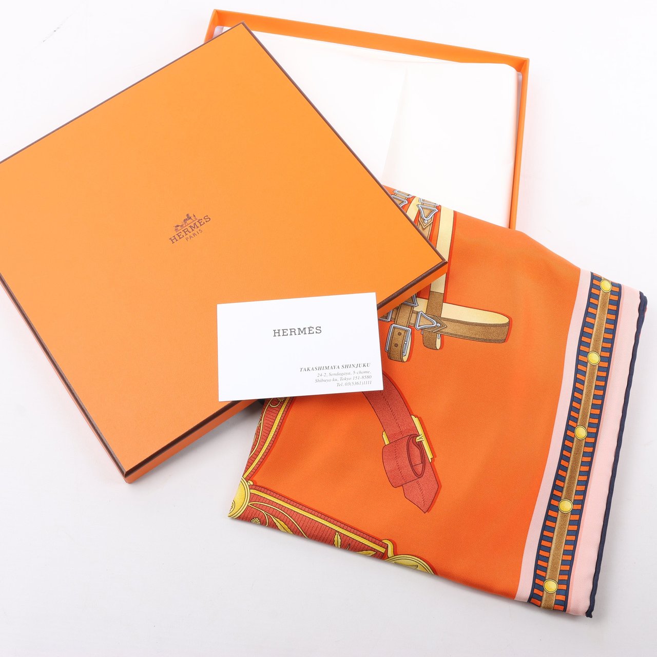 Hermès Hermès Carré 90 "LETTRES EQUESTRES" 100% Silk Scarf in Orange Oranje