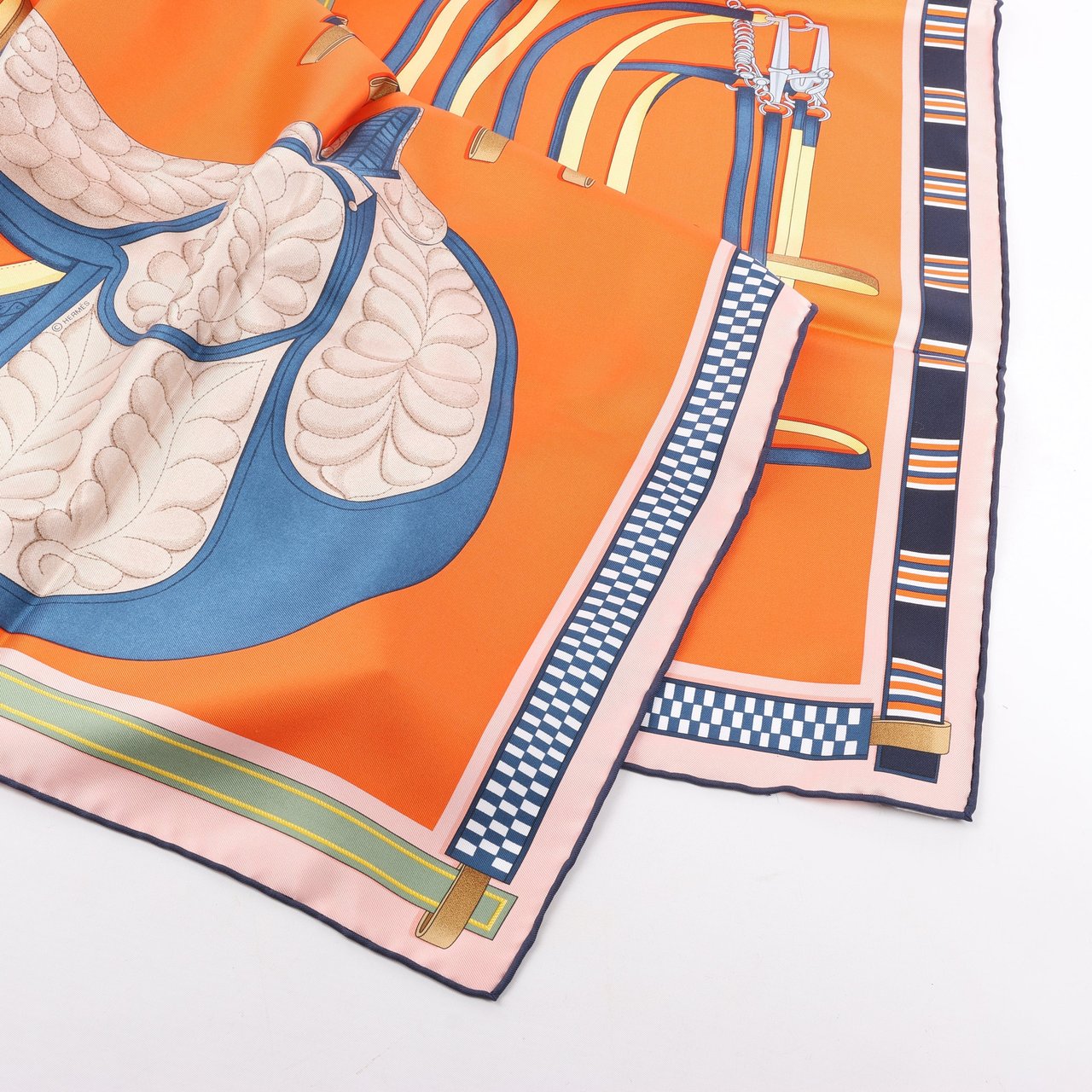 Hermès Hermès Carré 90 "LETTRES EQUESTRES" 100% Silk Scarf in Orange Oranje