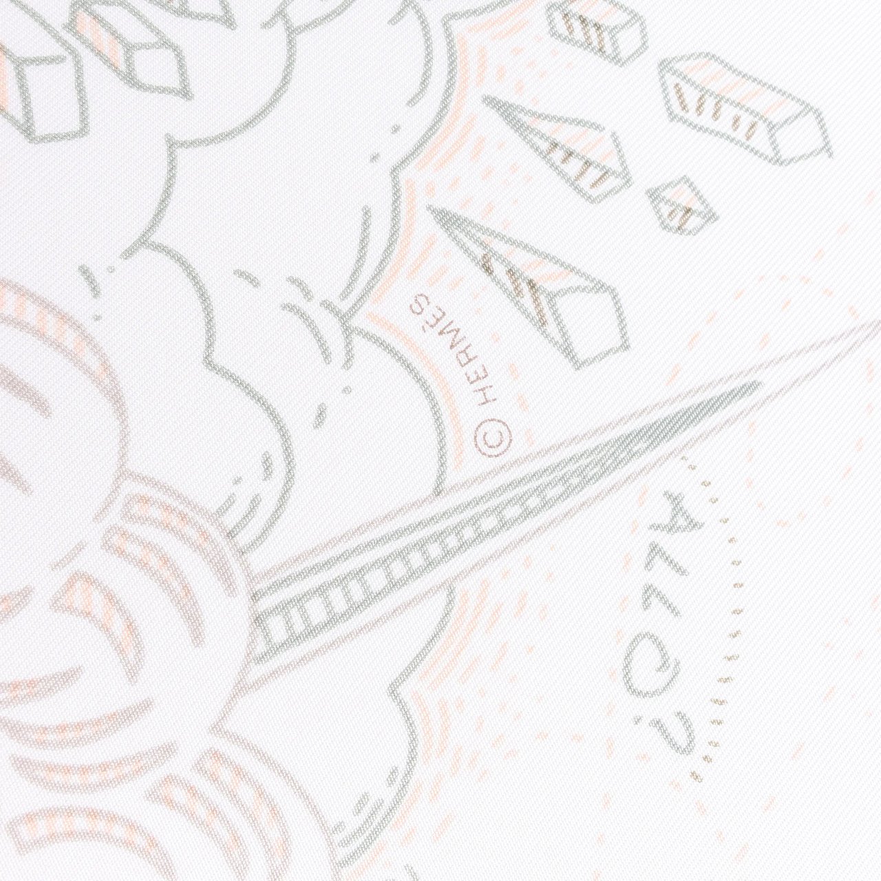 Hermès Hermès Carré 90 "PLEASE HOLD THE LINE" Silk handkerchief in White Wit