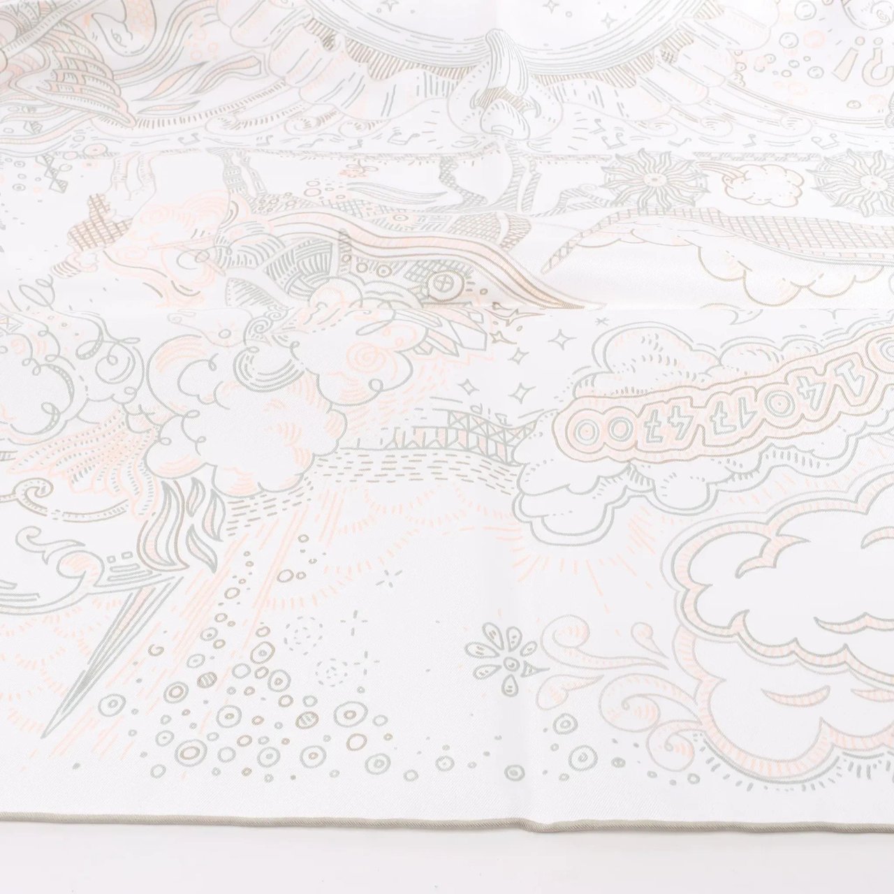 Hermès Hermès Carré 90 "PLEASE HOLD THE LINE" Silk handkerchief in White Wit