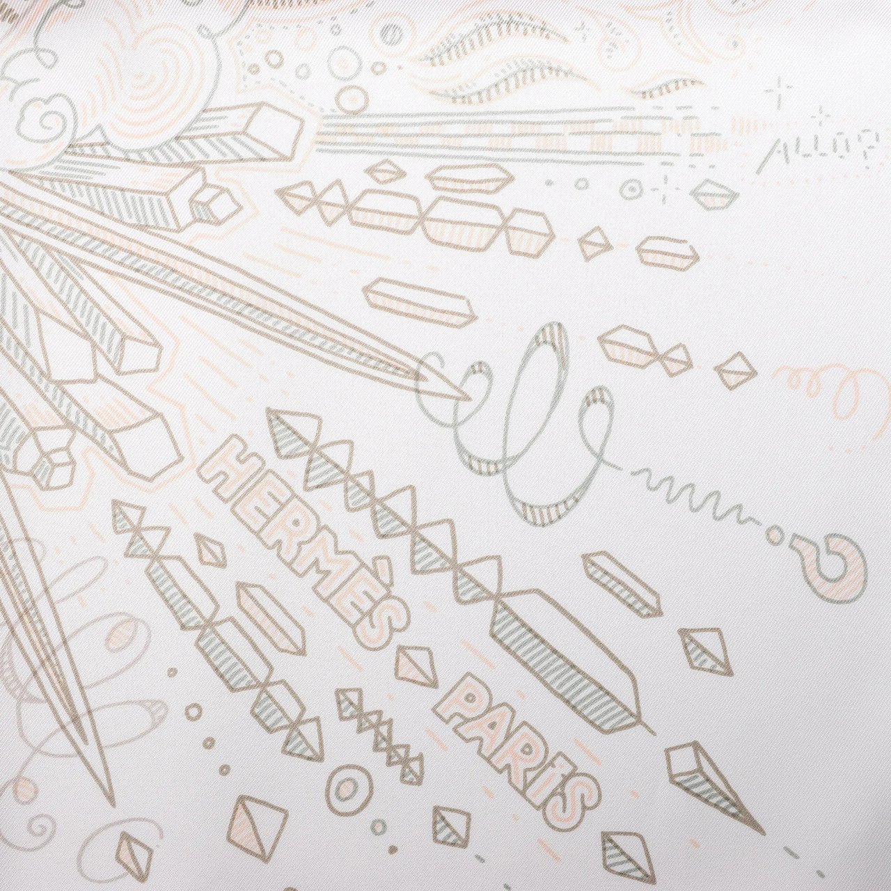 Hermès Hermès Carré 90 "PLEASE HOLD THE LINE" Silk handkerchief in White Wit