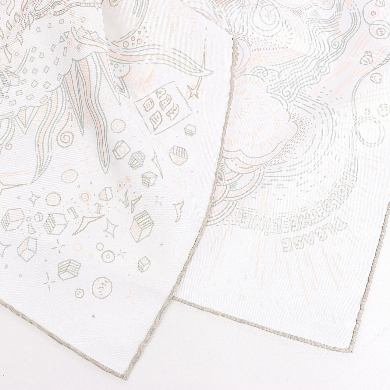 Hermès Hermès Carré 90 "PLEASE HOLD THE LINE" Silk handkerchief in White Wit