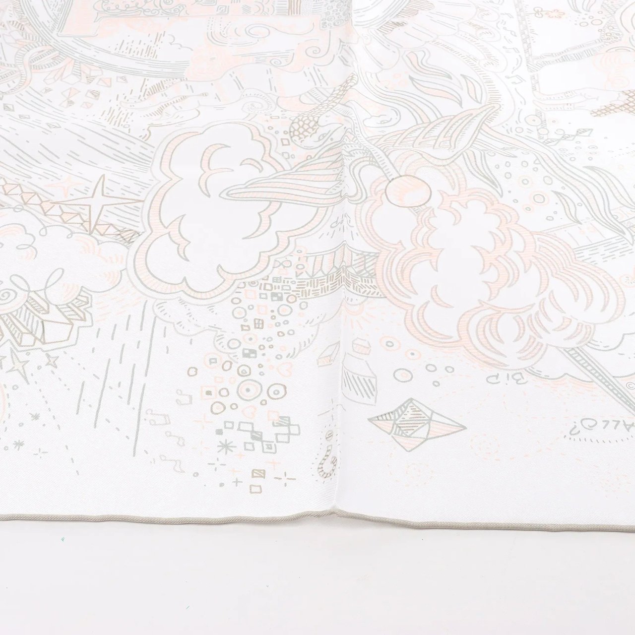 Hermès Hermès Carré 90 "PLEASE HOLD THE LINE" Silk handkerchief in White Wit