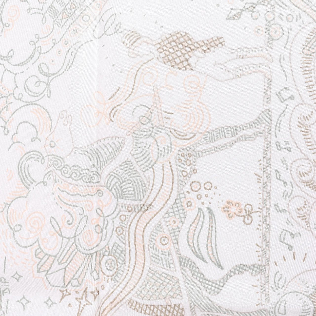 Hermès Hermès Carré 90 "PLEASE HOLD THE LINE" Silk handkerchief in White Wit