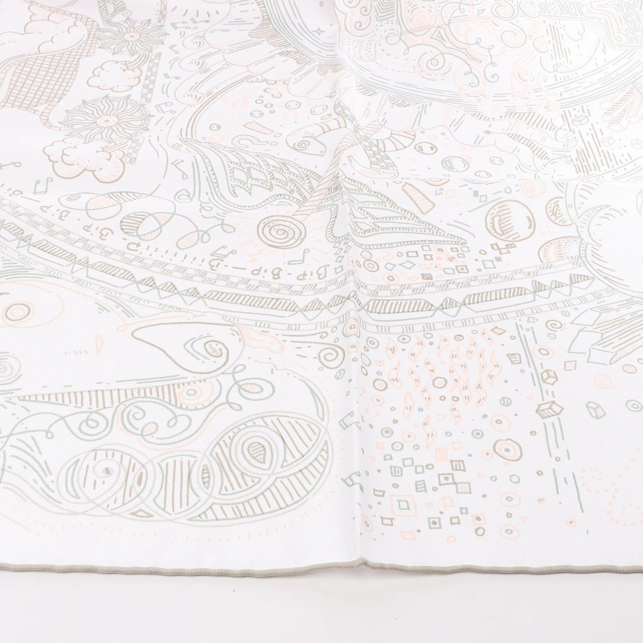 Hermès Hermès Carré 90 "PLEASE HOLD THE LINE" Silk handkerchief in White Wit