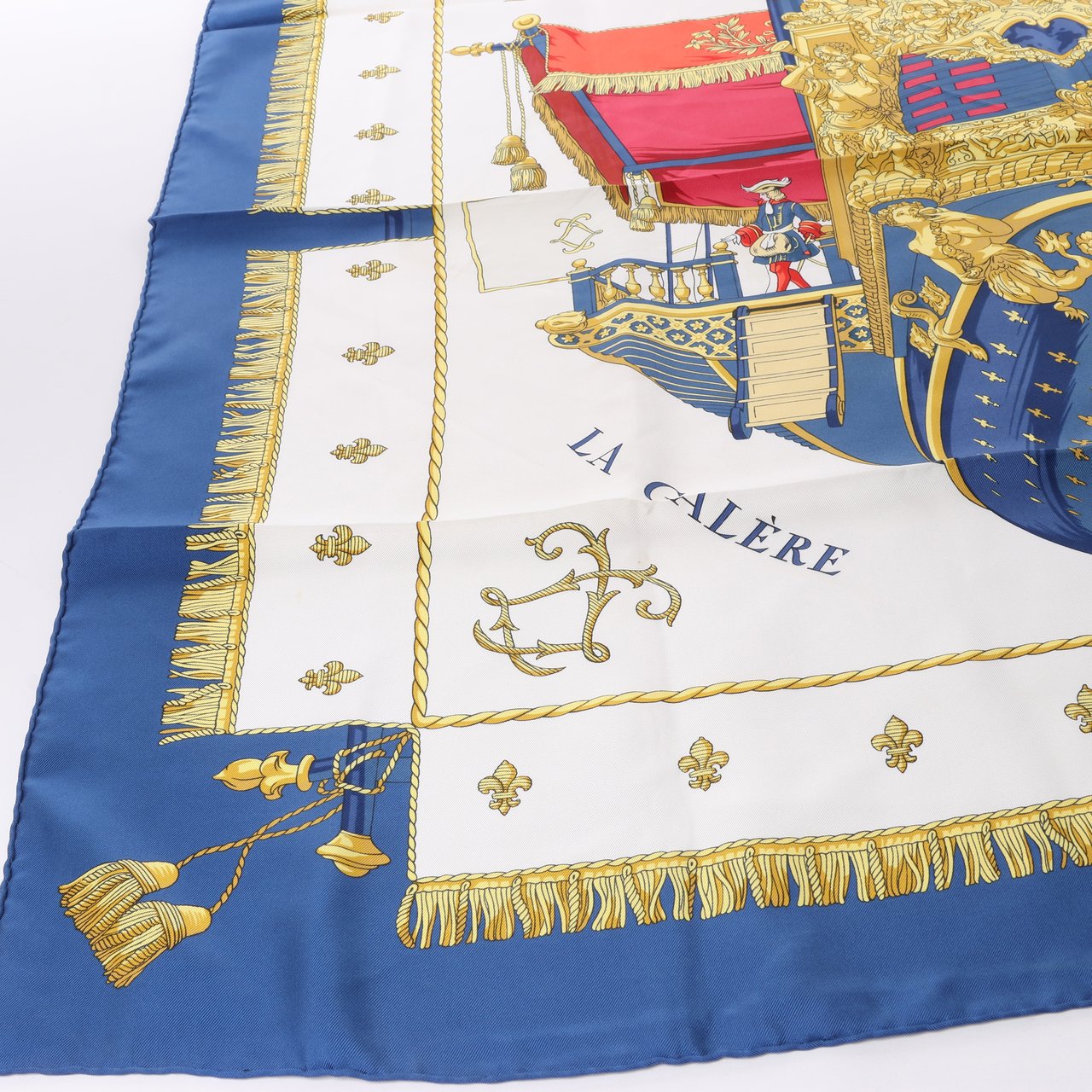 Hermès Hermès Carré 90 "Vue du Carrosse de la Galère La Réale" Silk handkerchief in Navy Blue Navy