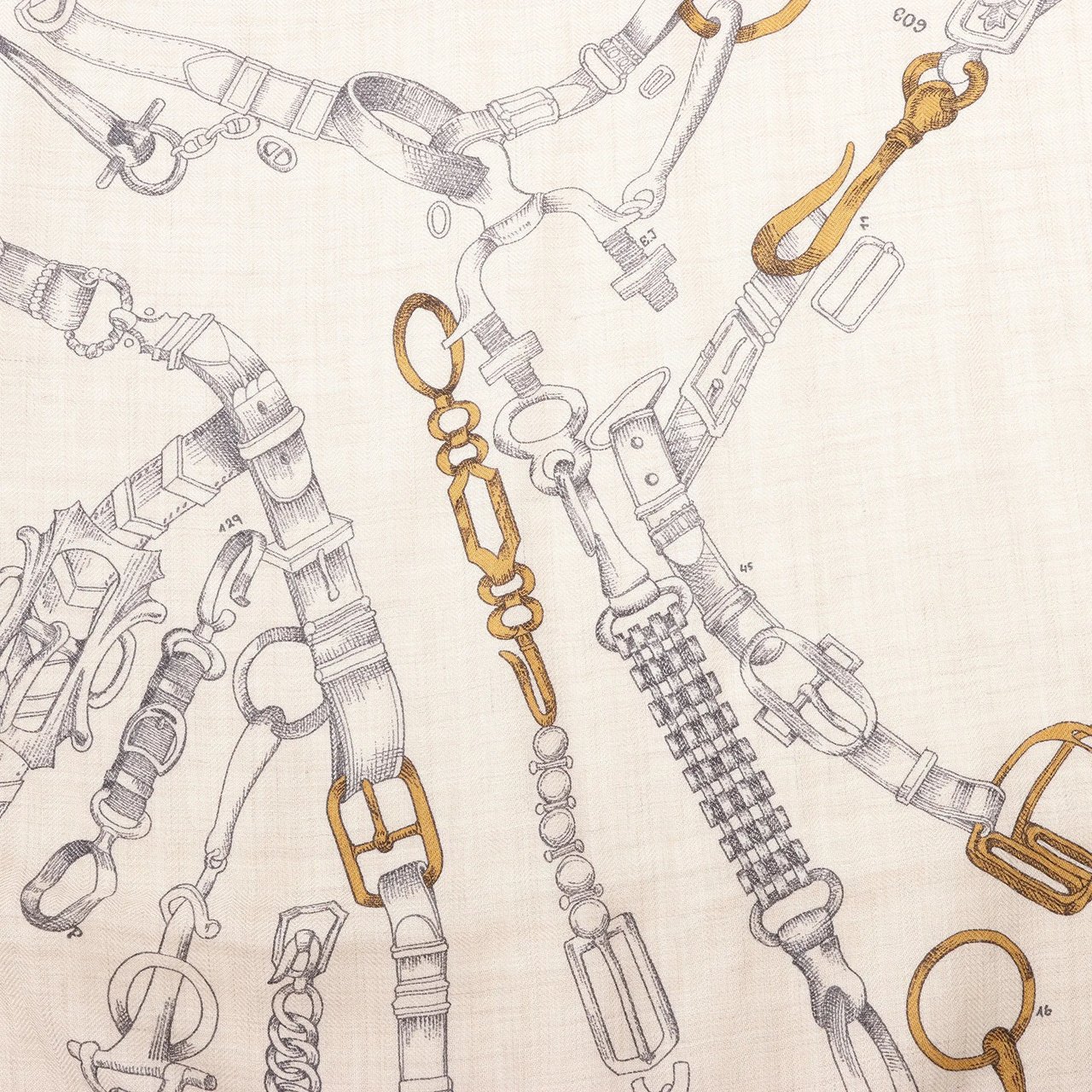 Hermès Hermès Carré Géant "Malines Chevaux Déchène" Cashmere & Silk handkerchief in Beige x Navy Blue Beige