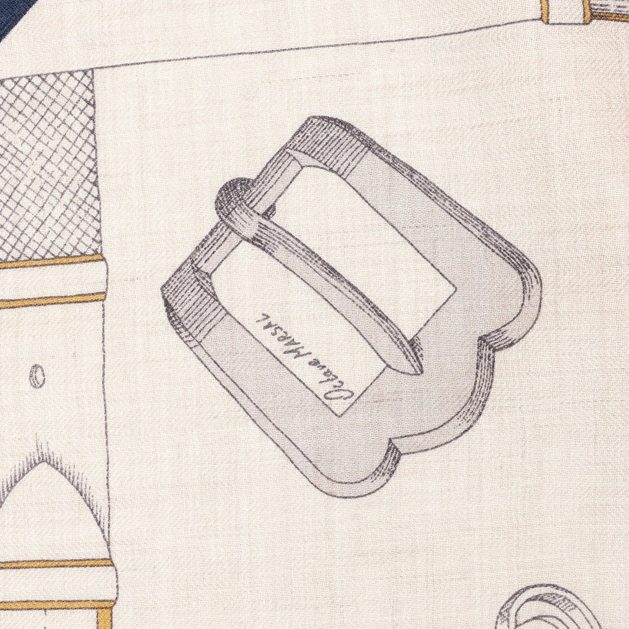 Hermès Hermès Carré Géant "Malines Chevaux Déchène" Cashmere & Silk handkerchief in Beige x Navy Blue Beige