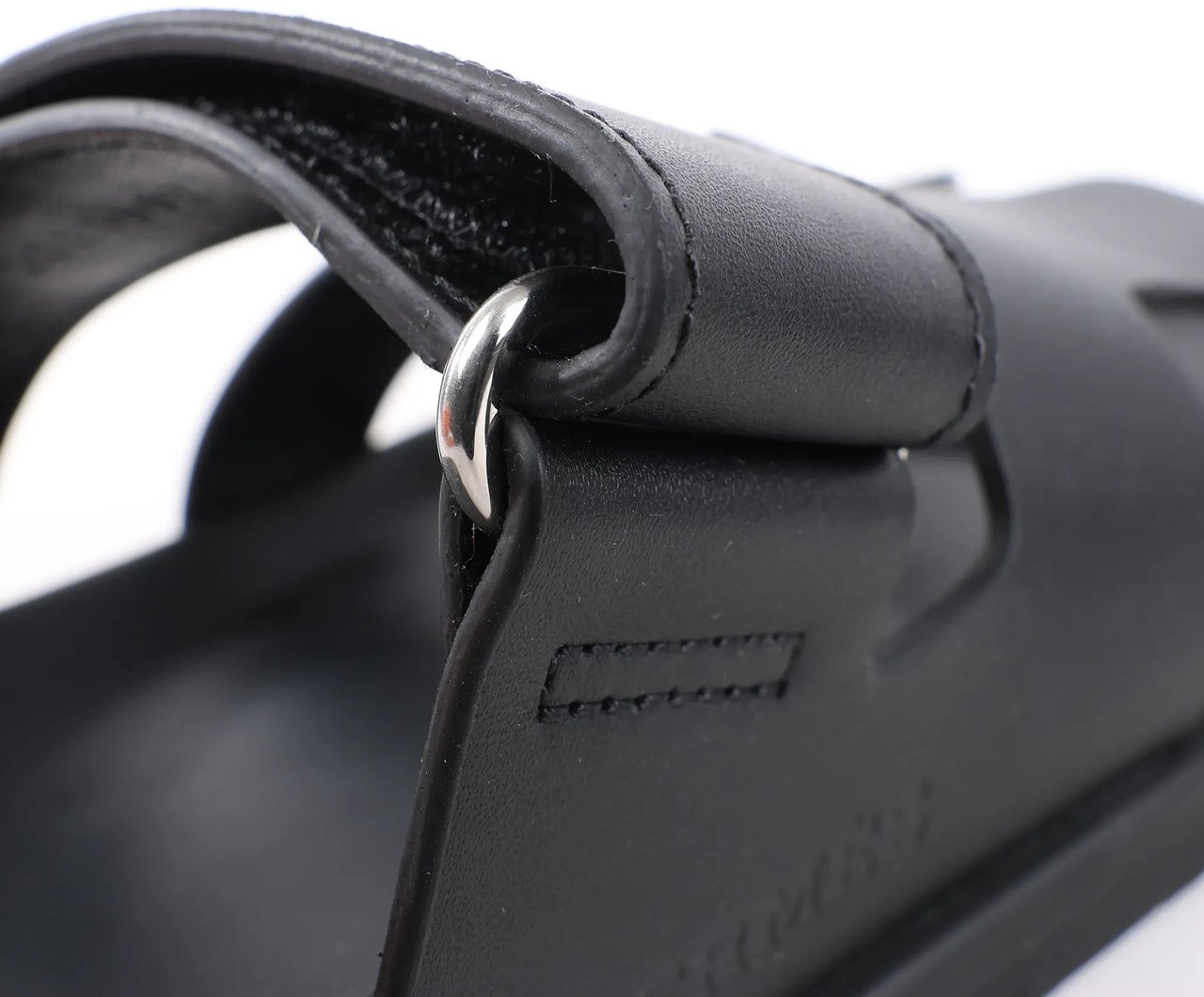 Hermès HERMES Cypre Leather Sandals in Black, Size 38.5 EU Zwart