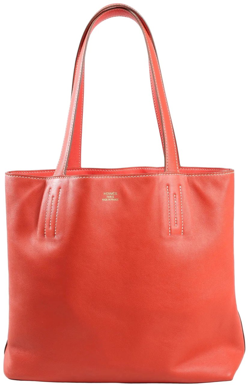 Hermès HERMES Double Sense 28  Veau Swift Shoulder Bag in Sanguine x Rose Jaipur □R: 2014 Rood
