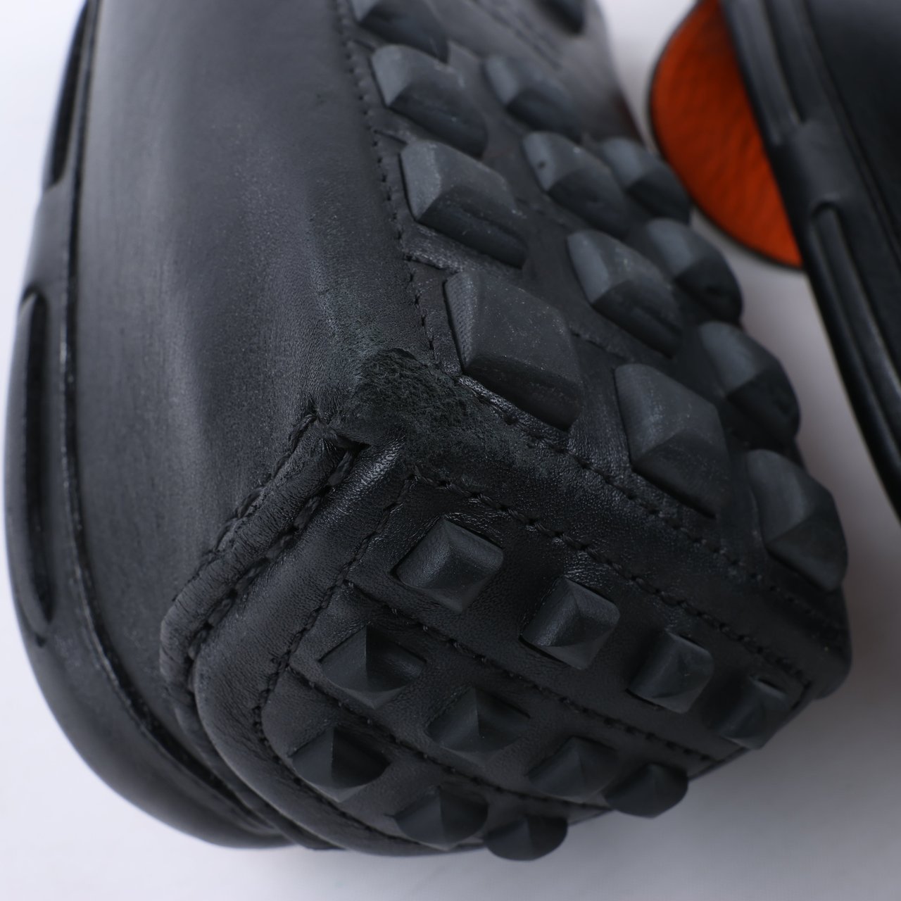 Hermès HERMES Irving Leather Driving Moccasins in Black Collier de Chien for Men, Size 42 EU Zwart