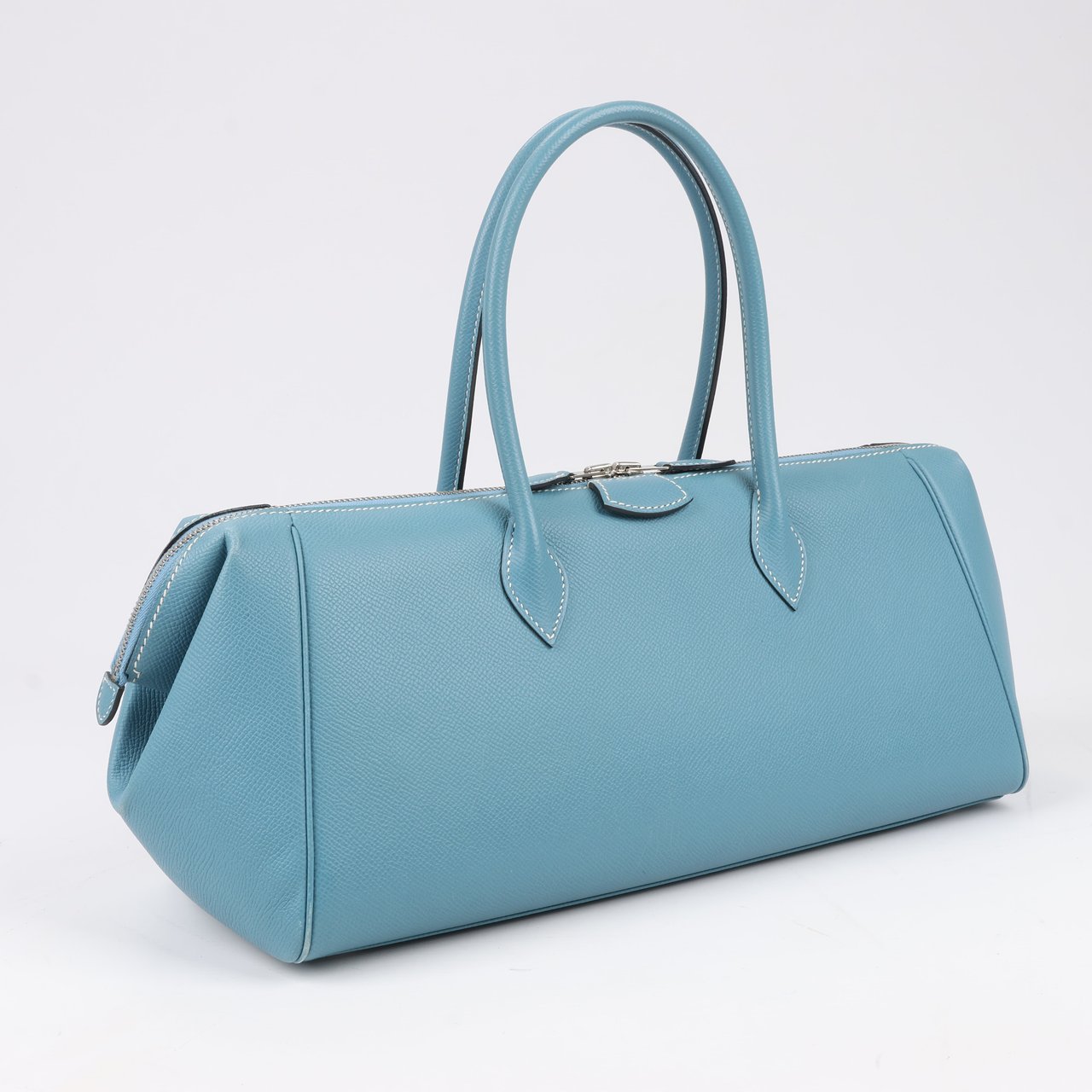 Hermès HERMES Paris Bombay 35 Veau Epsom Blue Jean Silver Metal Fittings Handbag □K: 2007 Blauw
