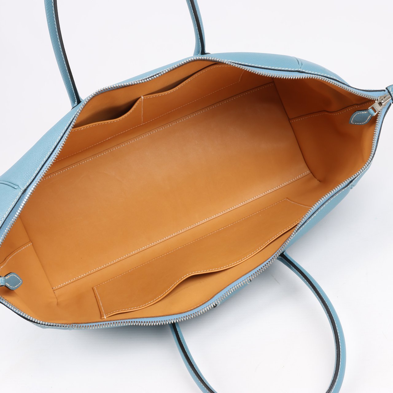 Hermès HERMES Paris Bombay 35 Veau Epsom Blue Jean Silver Metal Fittings Handbag □K: 2007 Blauw