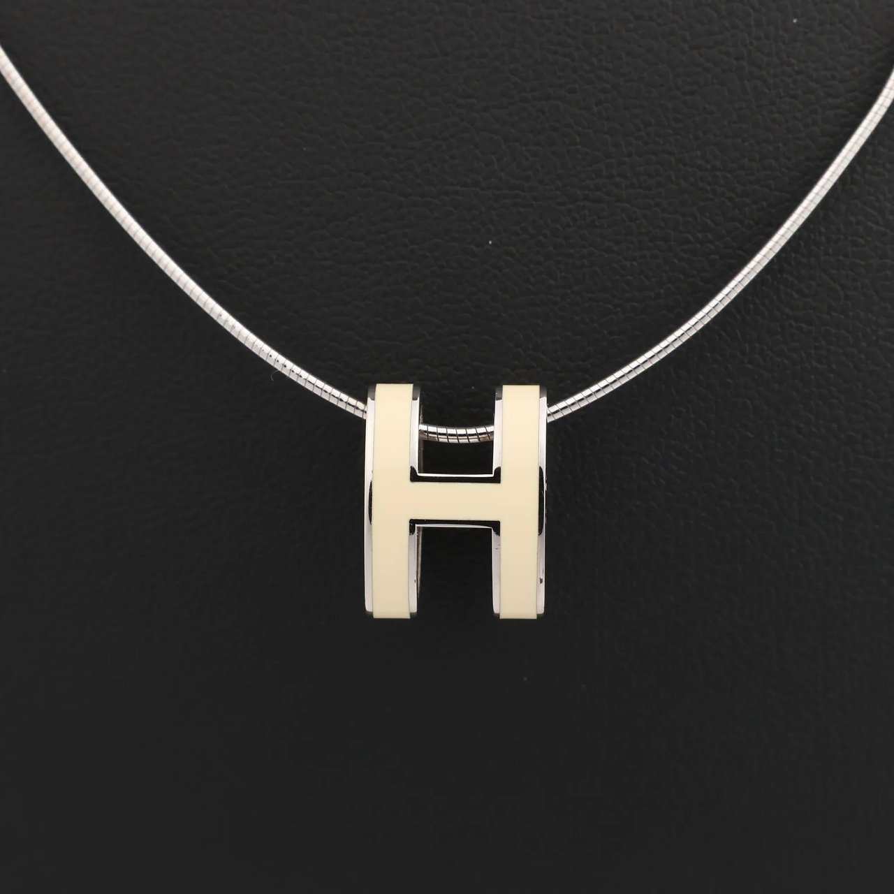Hermès Hermes Pop H Necklace Metal × 925 in Ecru x Silver Divers