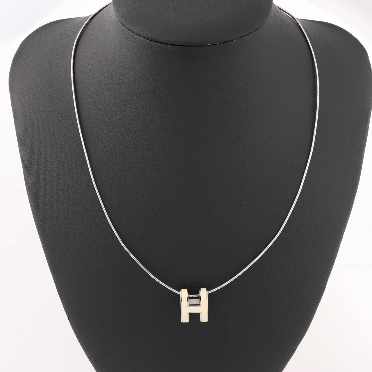 Hermès Hermes Pop H Necklace Metal × 925 in Ecru x Silver Divers