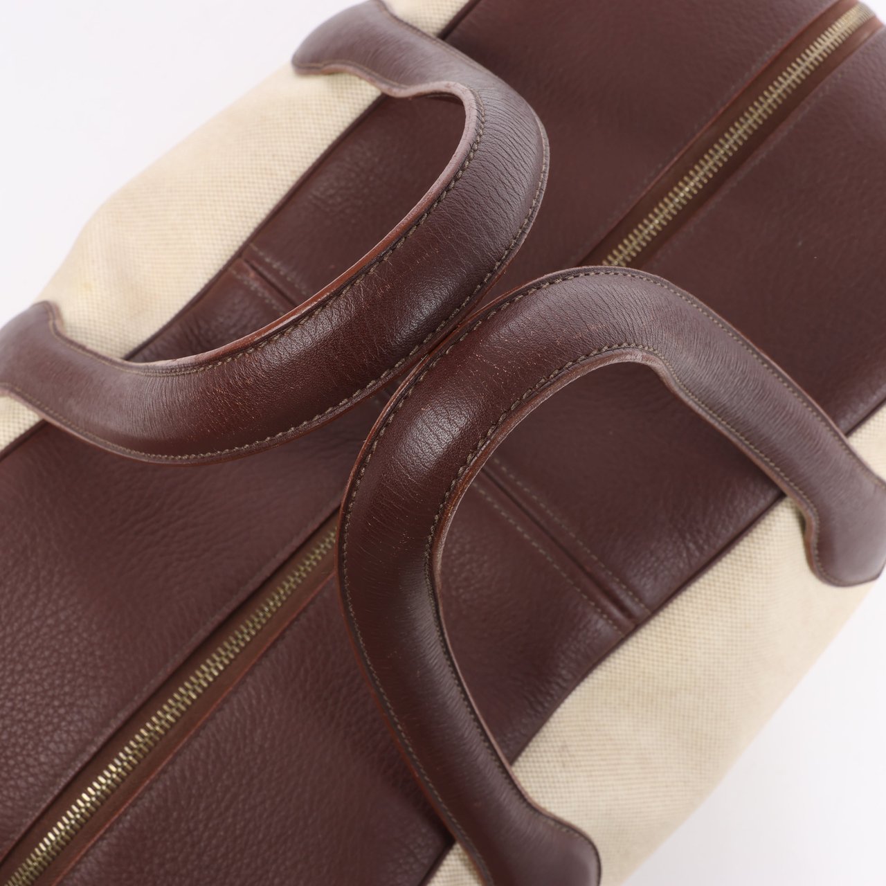 Hermès HERMES Victoria 43 Taurillon x Toile Travel Bag in Brown x Beige Divers