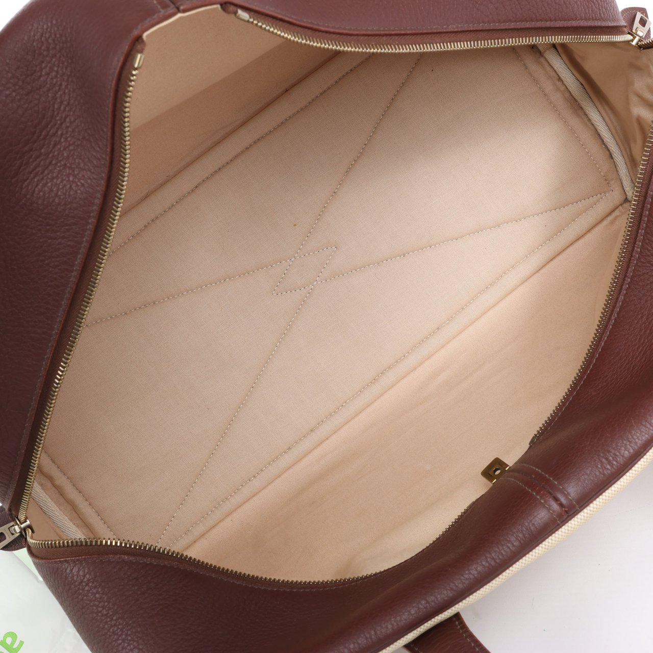 Hermès HERMES Victoria 43 Taurillon x Toile Travel Bag in Brown x Beige Divers