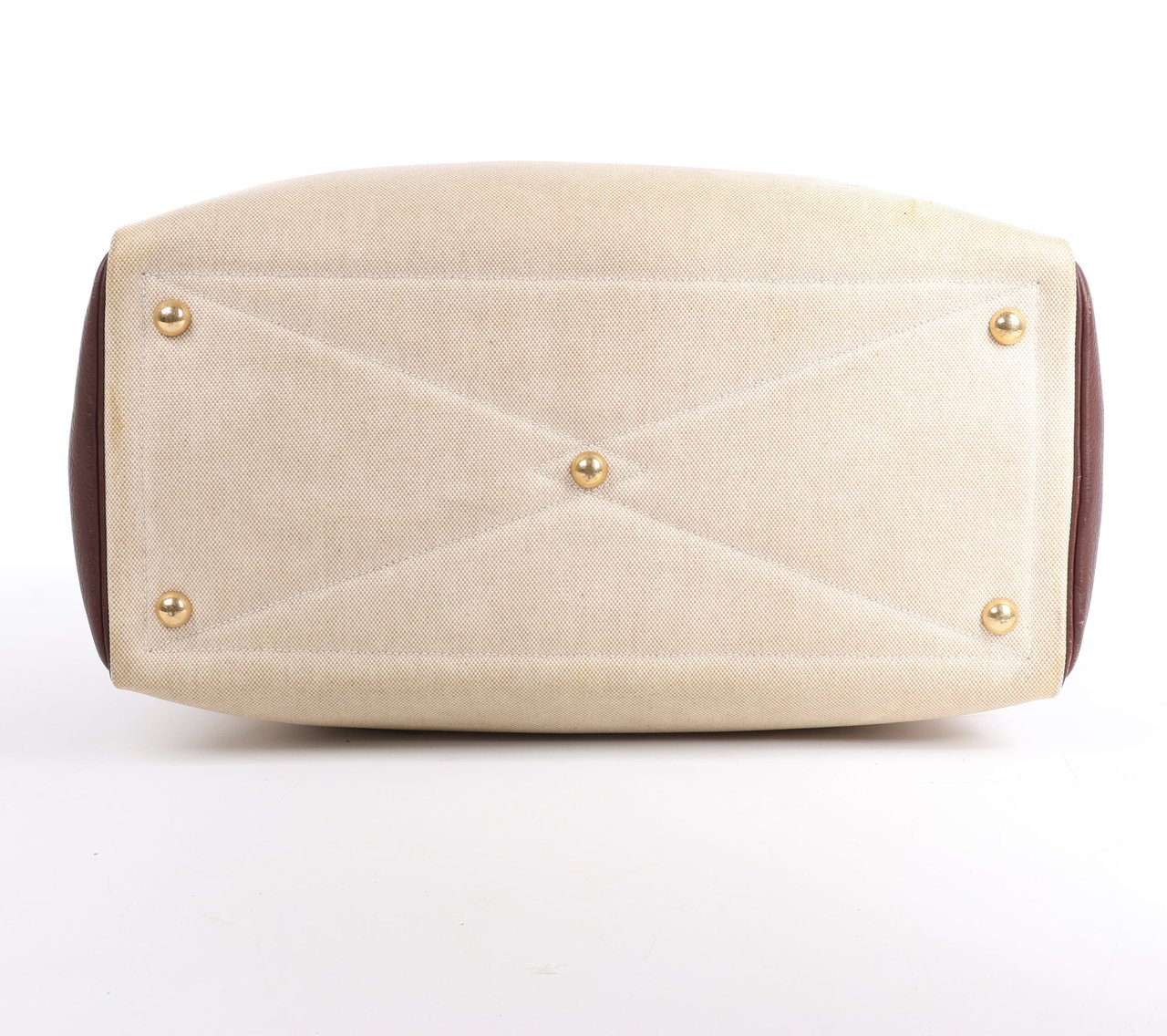 Hermès HERMES Victoria 43 Taurillon x Toile Travel Bag in Brown x Beige Divers