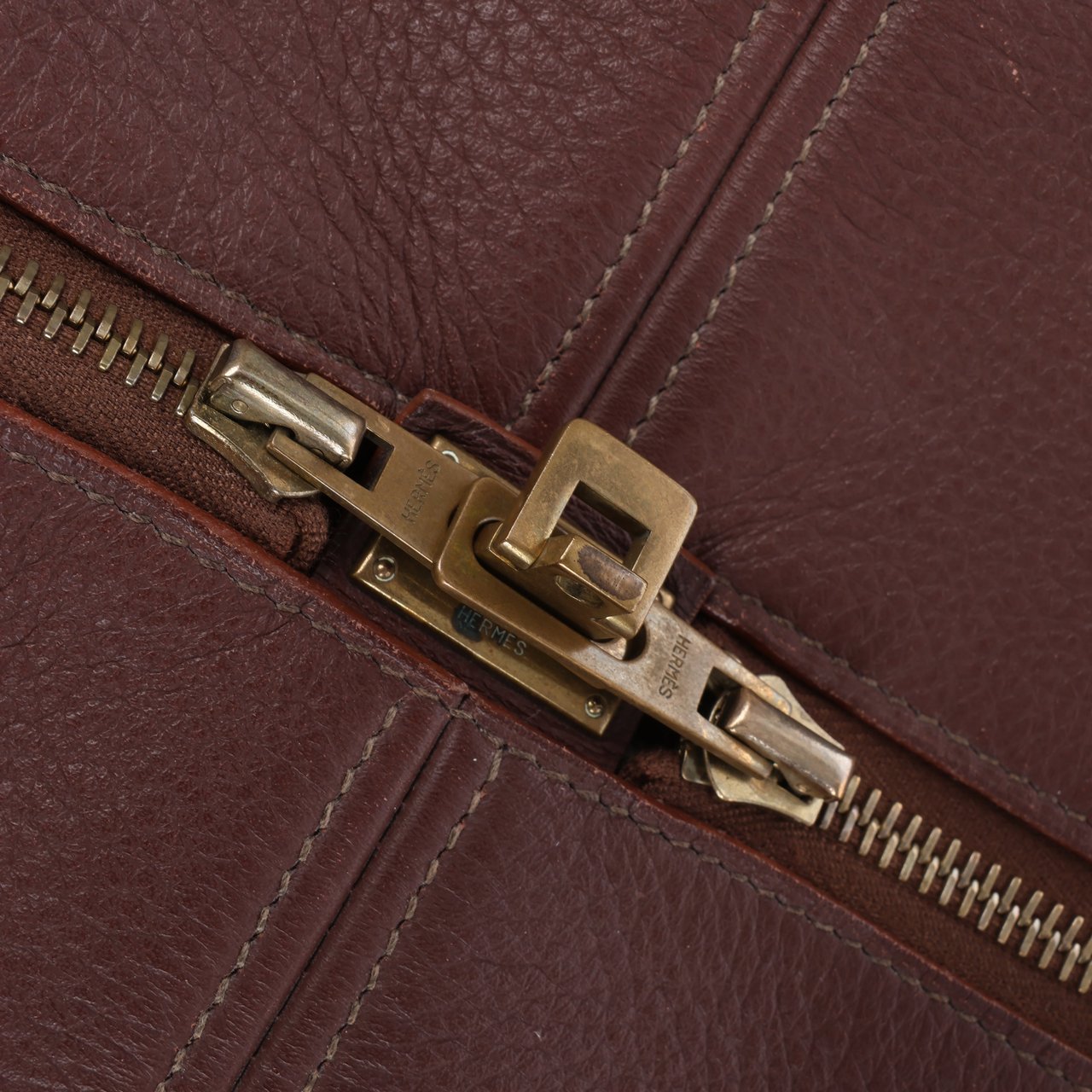 Hermès HERMES Victoria 43 Taurillon x Toile Travel Bag in Brown x Beige Divers