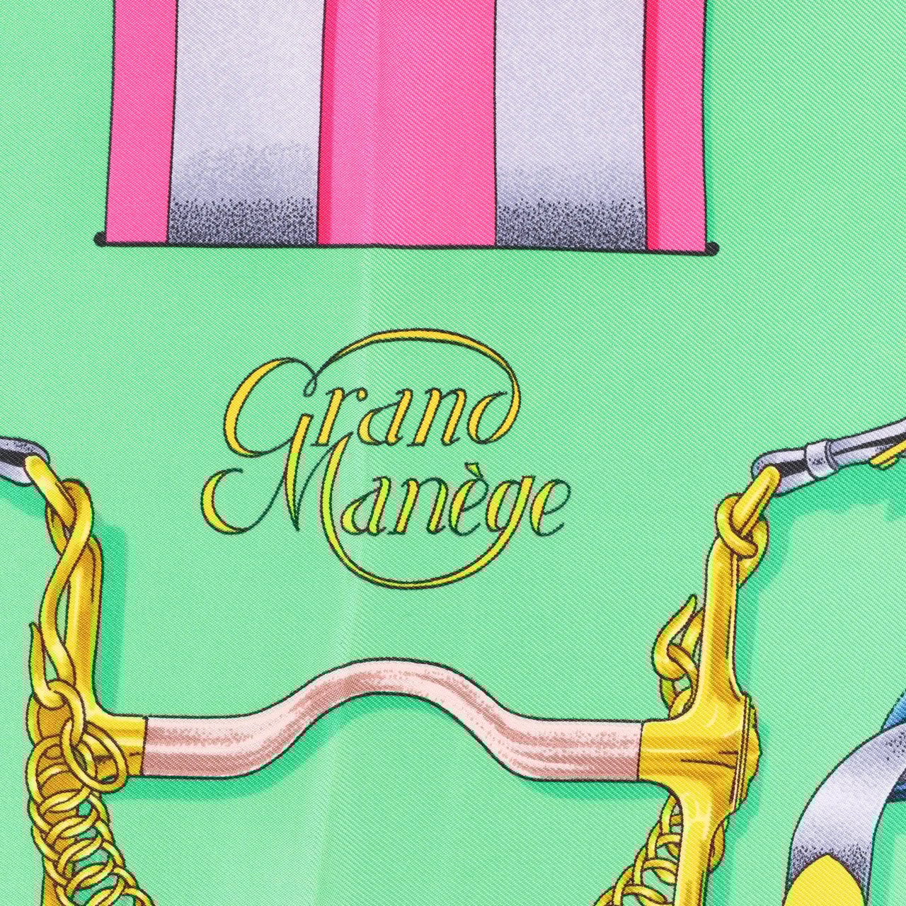 Hermès Hermès Carré 90 "GRAND MANEGE" Silk handkerchief in Pink x Green Roze