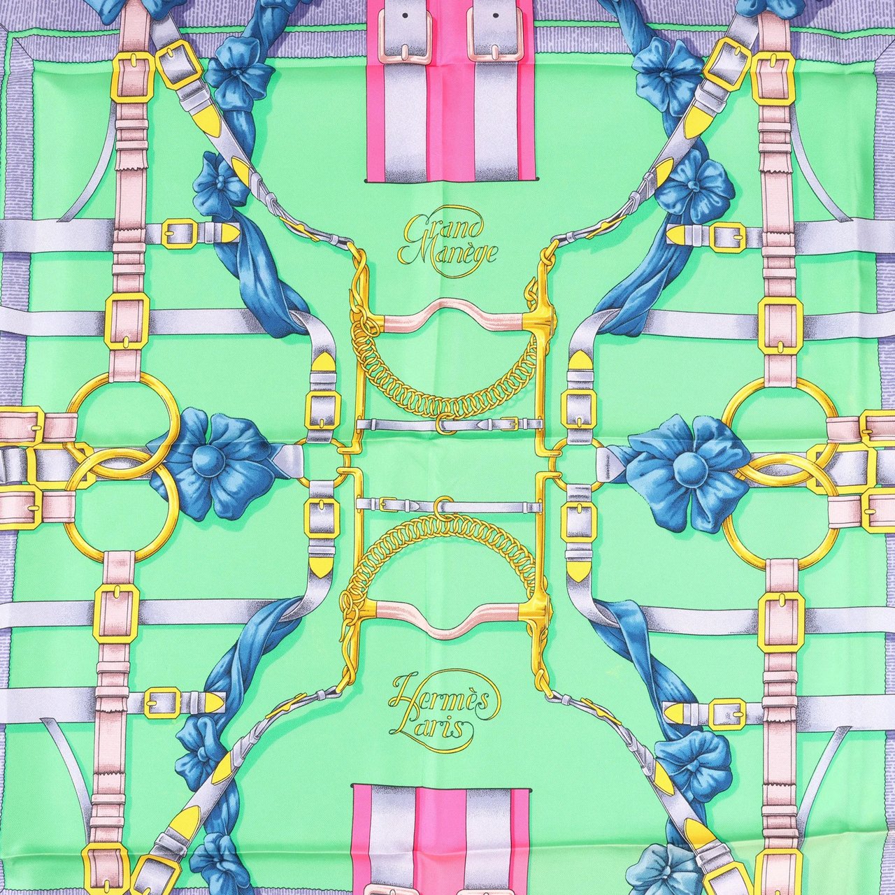 Hermès Hermès Carré 90 "GRAND MANEGE" Silk handkerchief in Pink x Green Roze