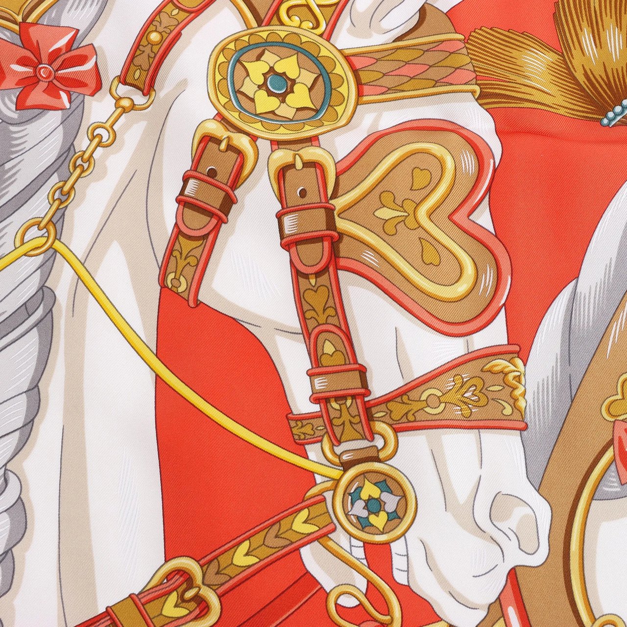 Hermès Hermès Carré 90 "HARNAIS DE COEUR" Silk handkerchief in Red Rood