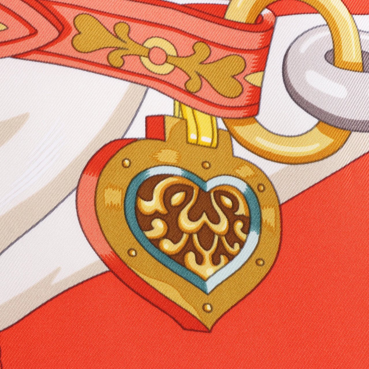 Hermès Hermès Carré 90 "HARNAIS DE COEUR" Silk handkerchief in Red Rood