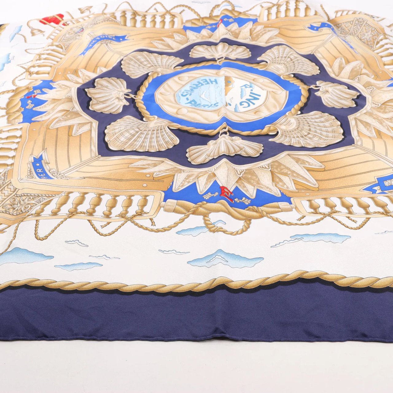 Hermès Hermès Carré 90 "RAILING" Silk handkerchief in Navy Blue Navy