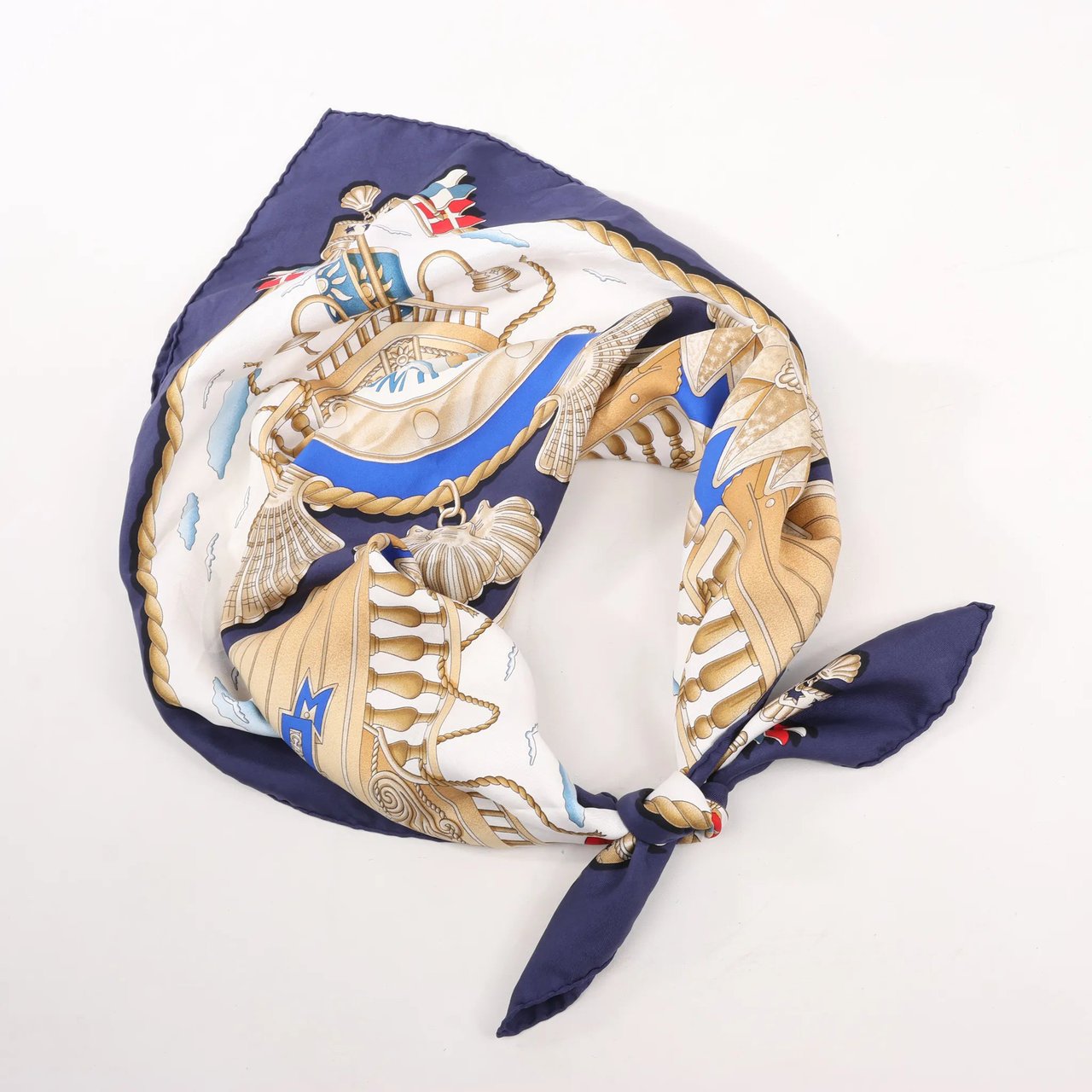 Hermès Hermès Carré 90 "RAILING" Silk handkerchief in Navy Blue Navy