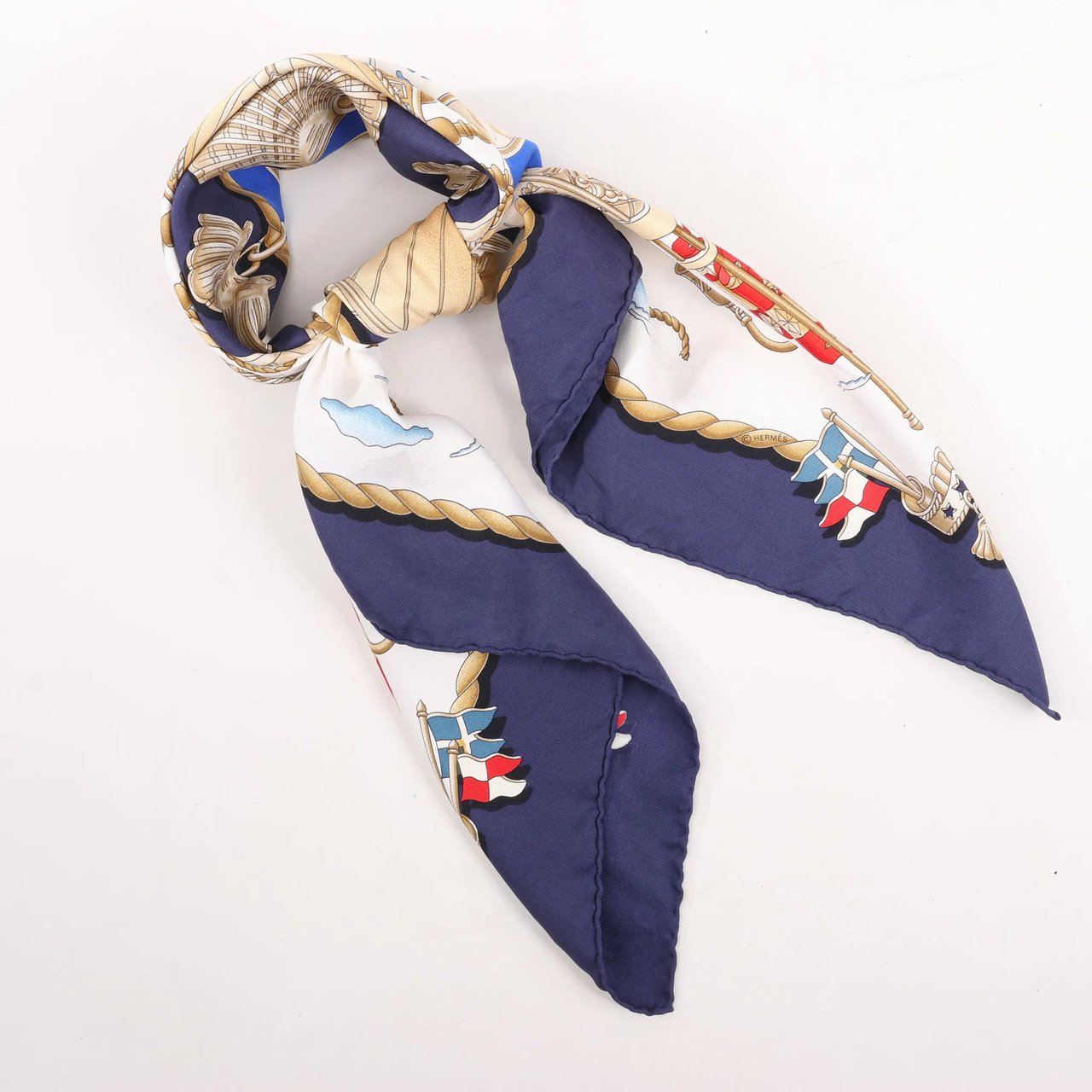 Hermès Hermès Carré 90 "RAILING" Silk handkerchief in Navy Blue Navy