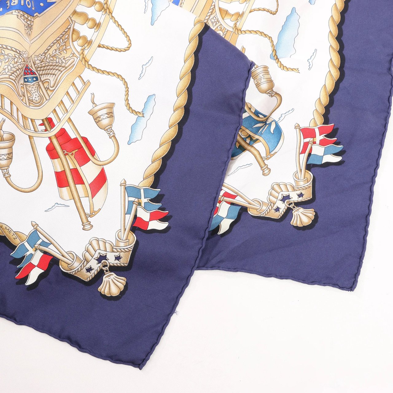 Hermès Hermès Carré 90 "RAILING" Silk handkerchief in Navy Blue Navy