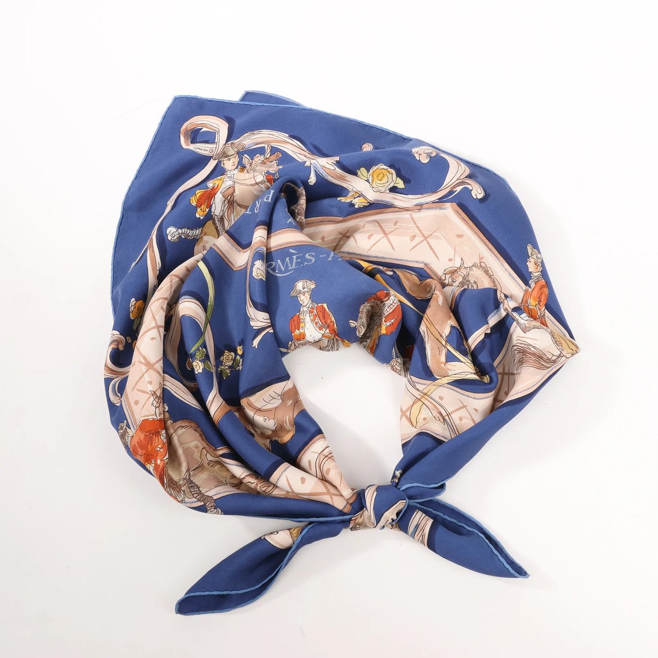 Hermès Hermès Carré 90 "ECOLE PORTUGAISE D'ART EQUESTRE" Silk handkerchief in Navy Blue Navy