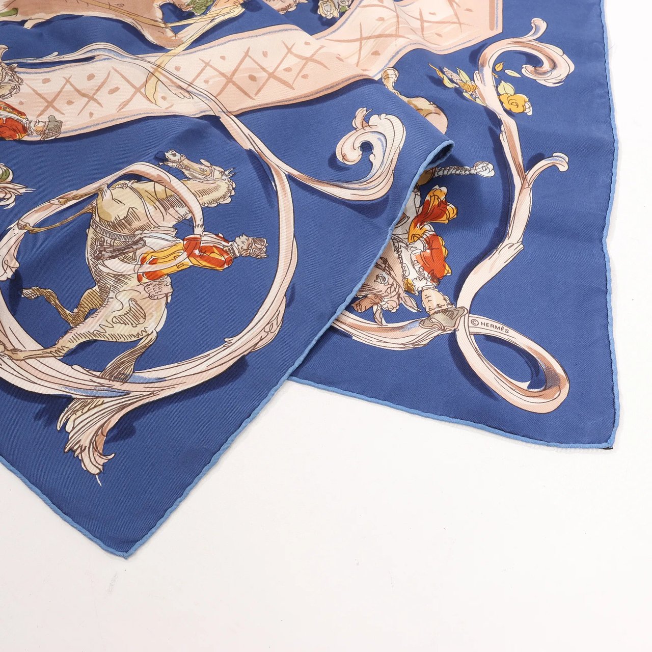 Hermès Hermès Carré 90 "ECOLE PORTUGAISE D'ART EQUESTRE" Silk handkerchief in Navy Blue Navy