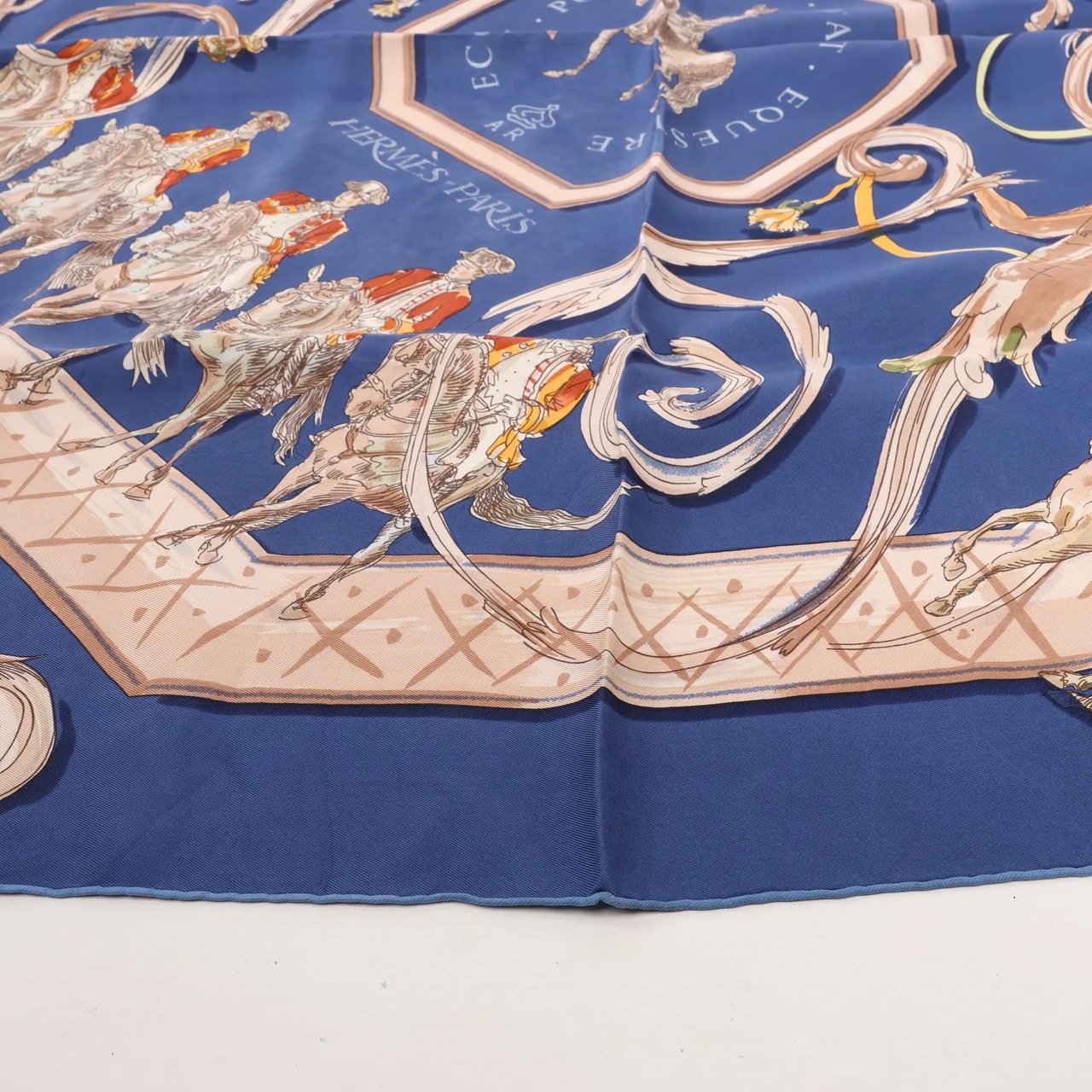 Hermès Hermès Carré 90 "ECOLE PORTUGAISE D'ART EQUESTRE" Silk handkerchief in Navy Blue Navy