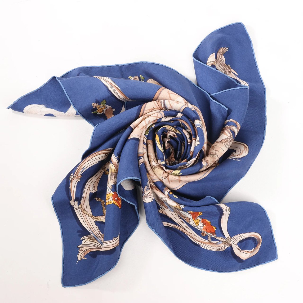 Hermès Hermès Carré 90 "ECOLE PORTUGAISE D'ART EQUESTRE" Silk handkerchief in Navy Blue Navy