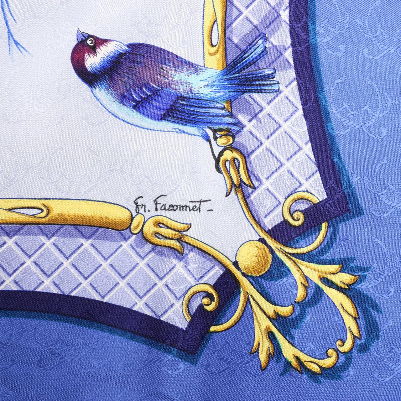 Hermès Hermès Carré 90 "LA CLE des CHAMPS" Silk handkerchief in Blue Blauw