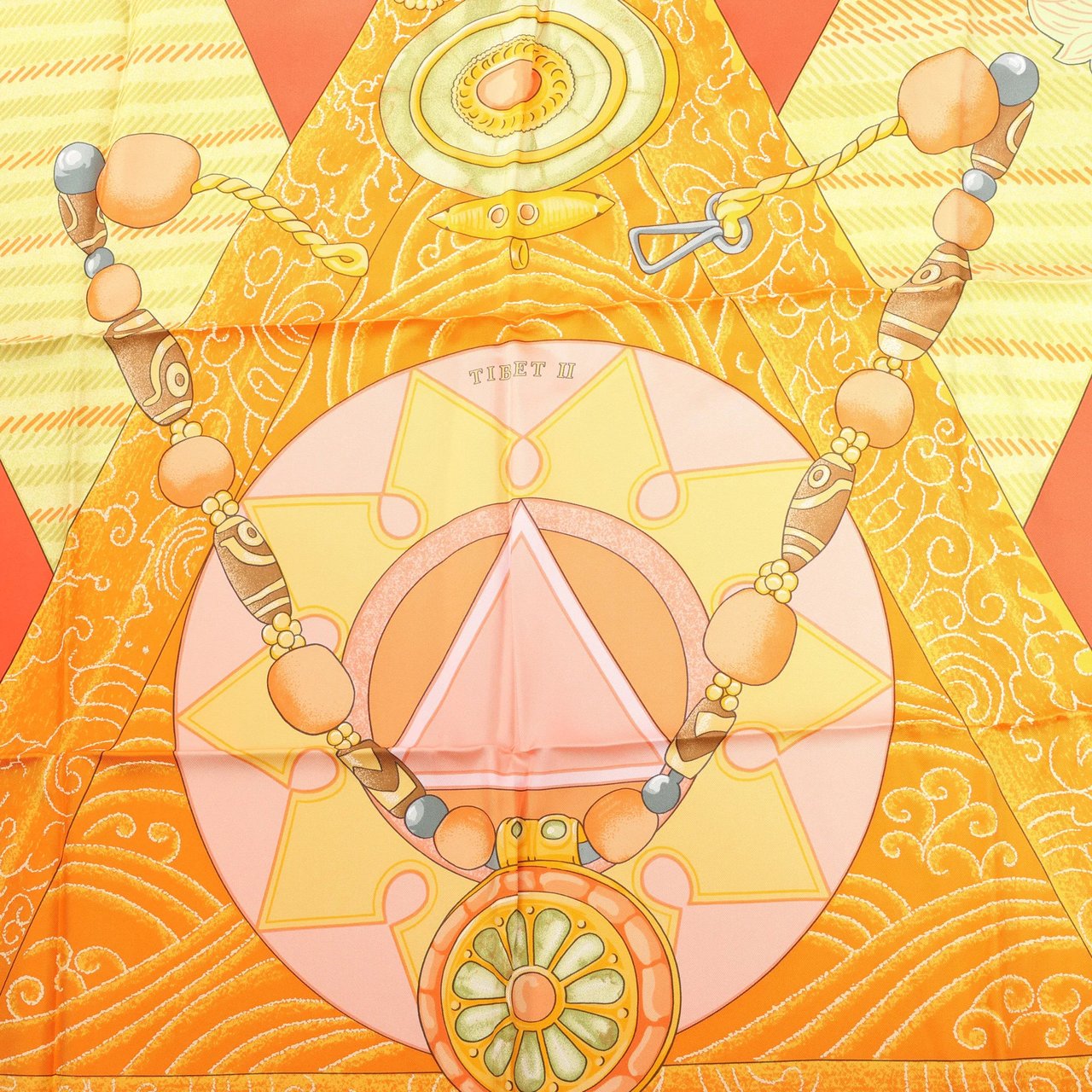 Hermès Hermès Carré 90 "TIBET" Silk handkerchief in Orange Oranje