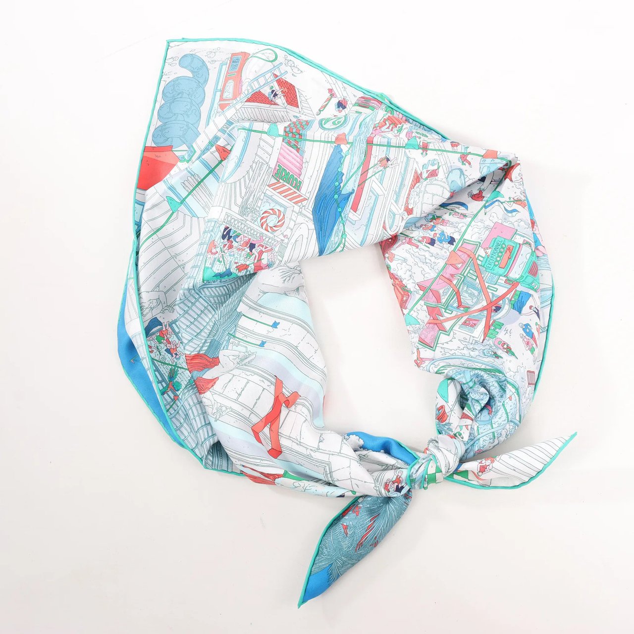 Hermès Hermès Carré 90 "Le Grand Prix du Faubourg" Silk handkerchief in Blue Blauw