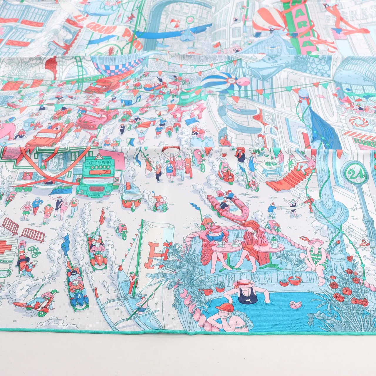 Hermès Hermès Carré 90 "Le Grand Prix du Faubourg" Silk handkerchief in Blue Blauw