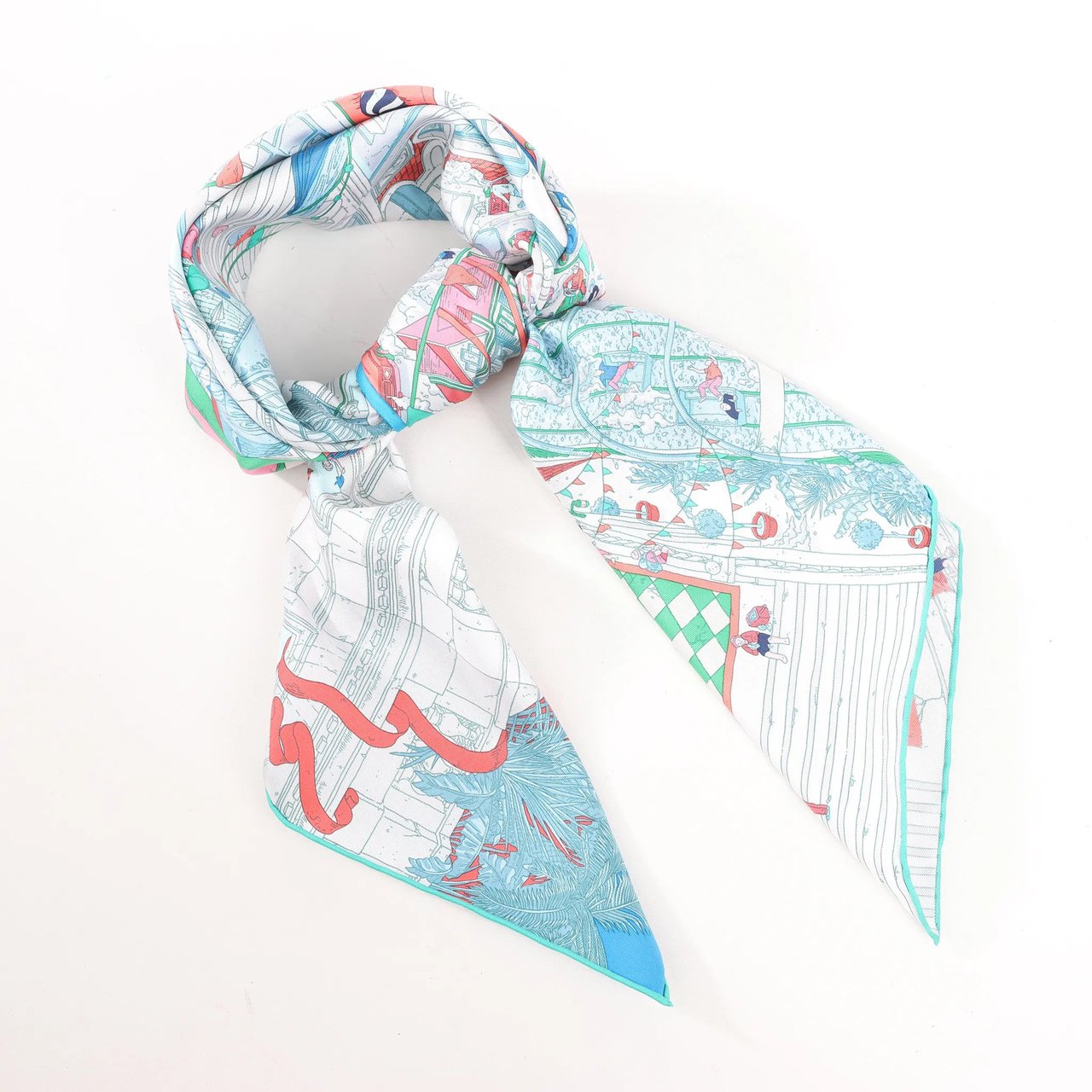 Hermès Hermès Carré 90 "Le Grand Prix du Faubourg" Silk handkerchief in Blue Blauw