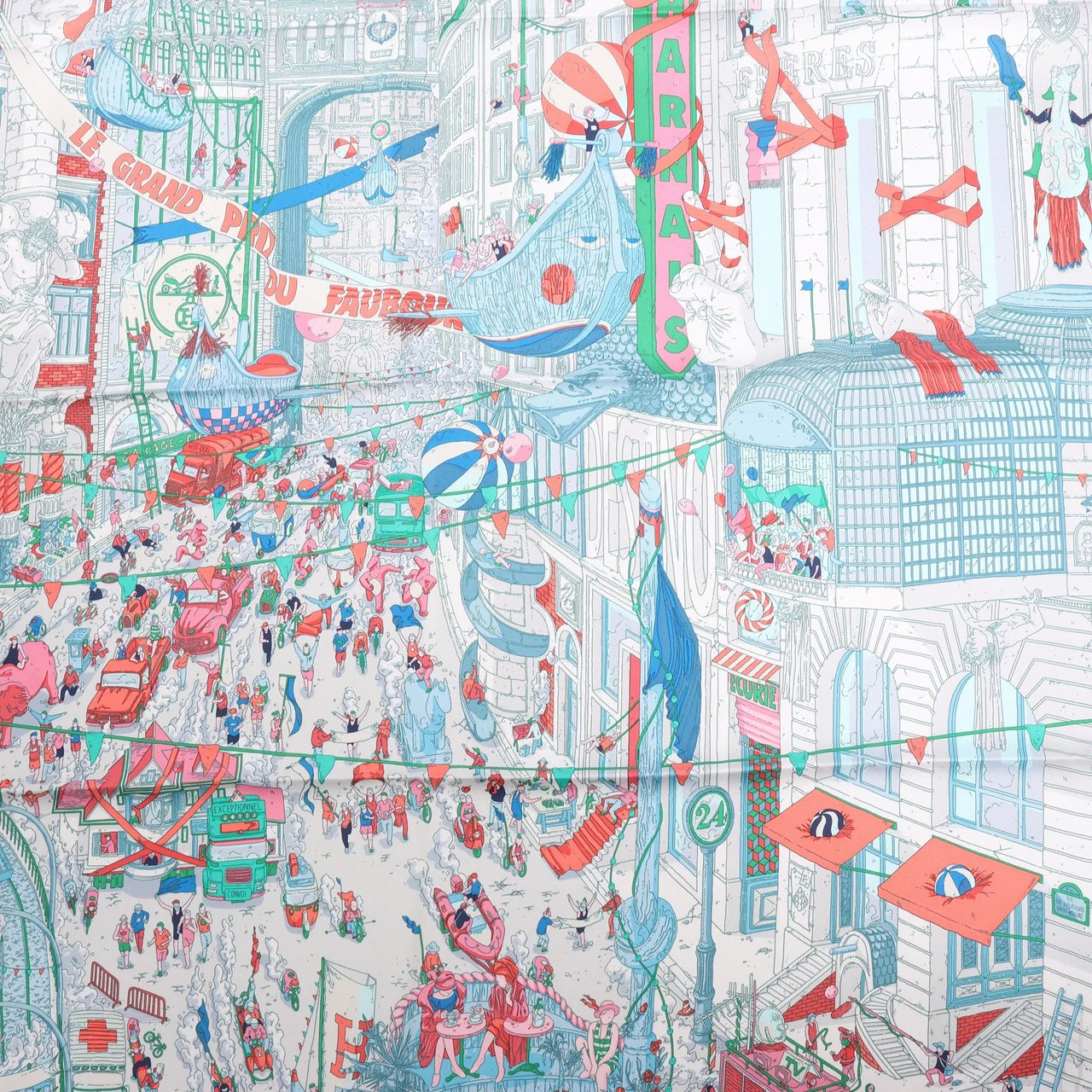 Hermès Hermès Carré 90 "Le Grand Prix du Faubourg" Silk handkerchief in Blue Blauw