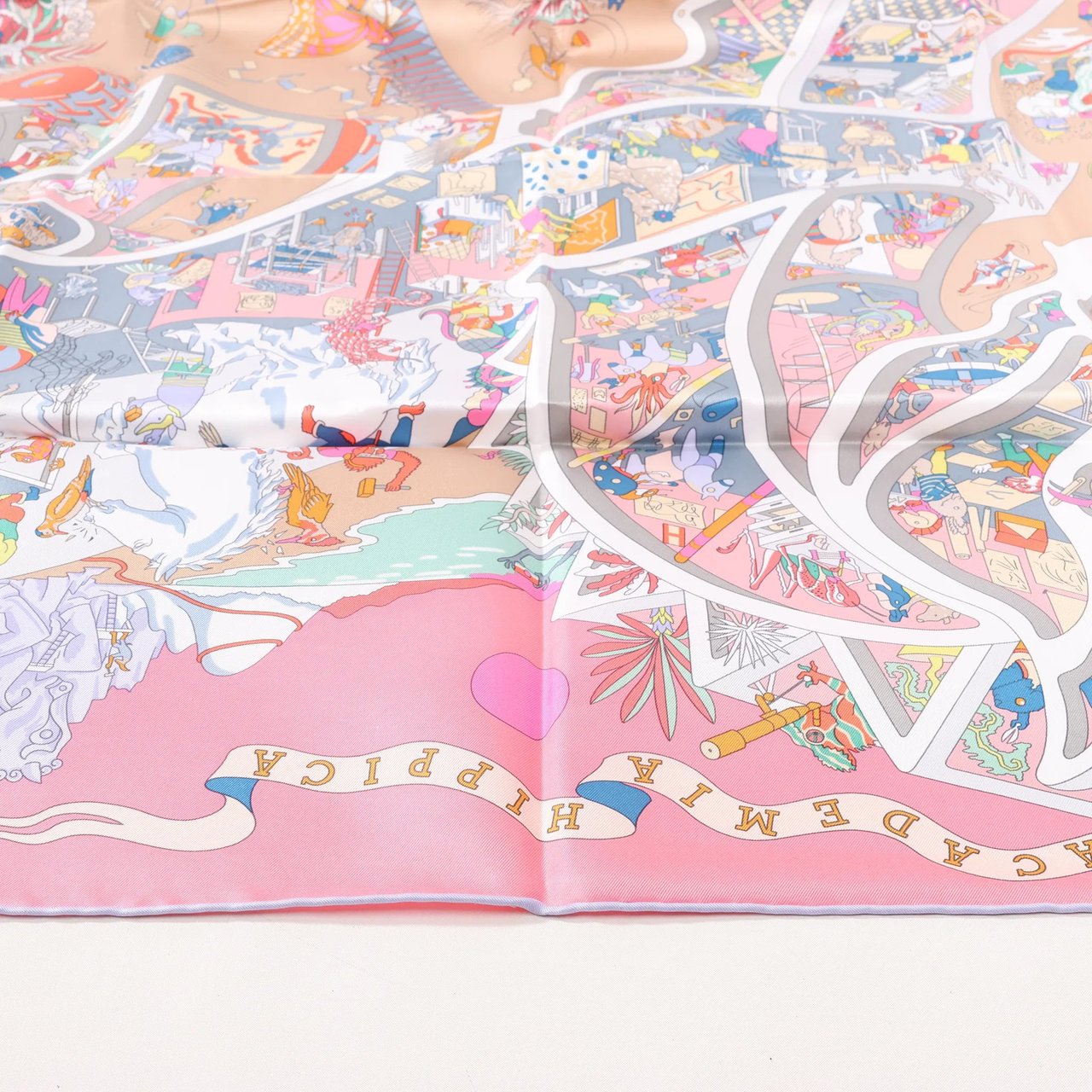 Hermès Hermès Carré 90 "Academia" Silk handkerchief in Pink Roze