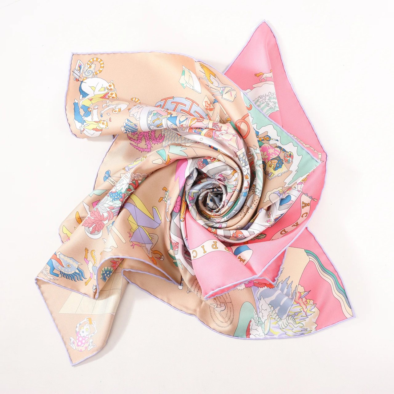 Hermès Hermès Carré 90 "Academia" Silk handkerchief in Pink Roze