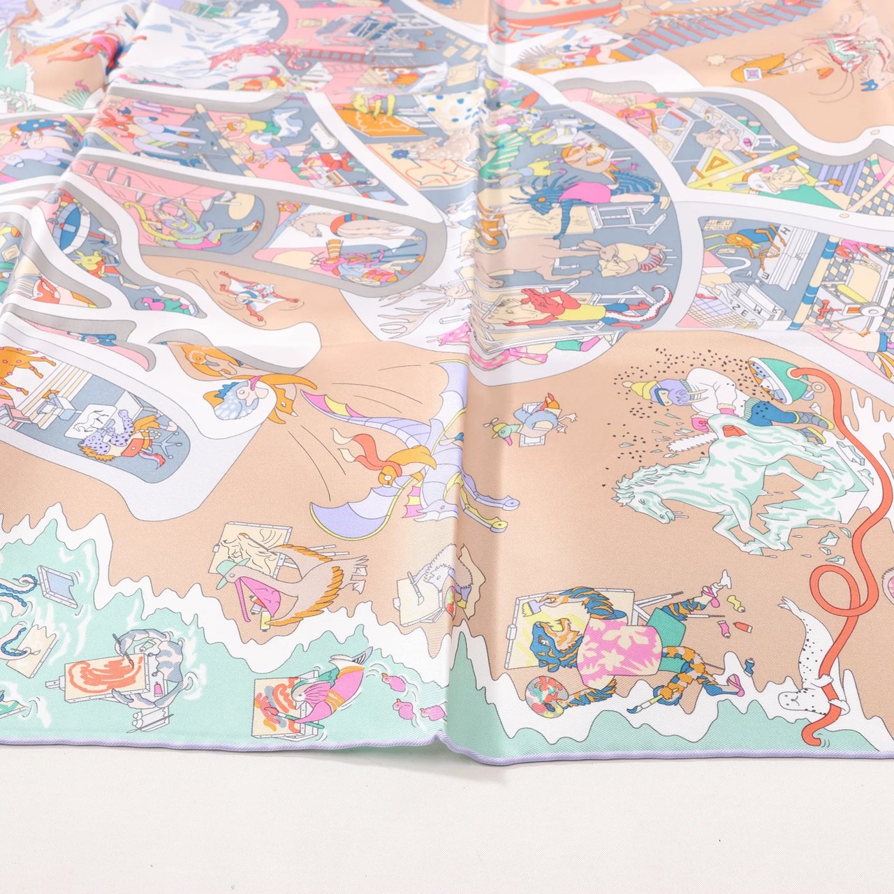 Hermès Hermès Carré 90 "Academia" Silk handkerchief in Pink Roze