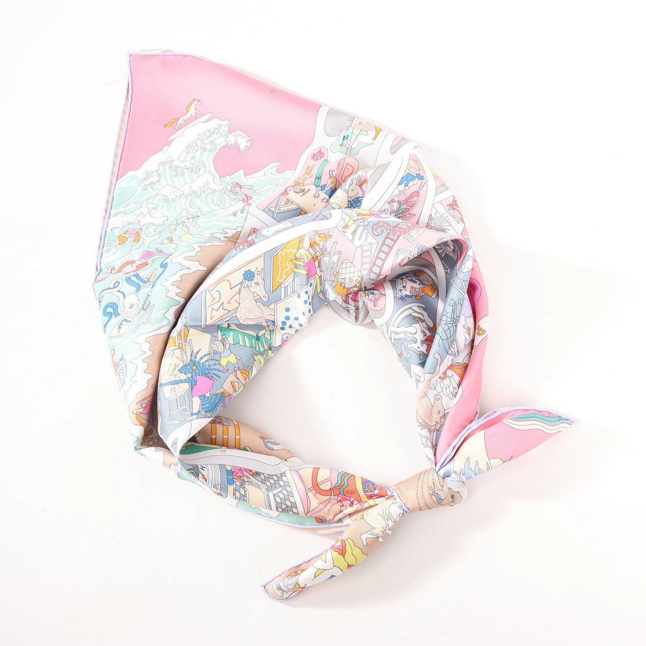 Hermès Hermès Carré 90 "Academia" Silk handkerchief in Pink Roze