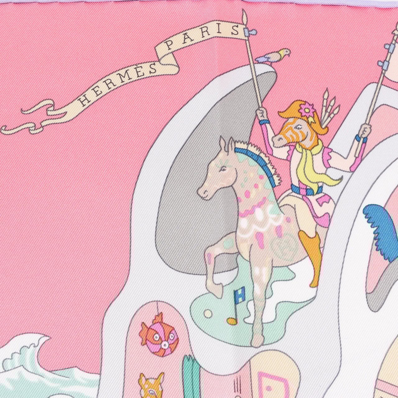 Hermès Hermès Carré 90 "Academia" Silk handkerchief in Pink Roze