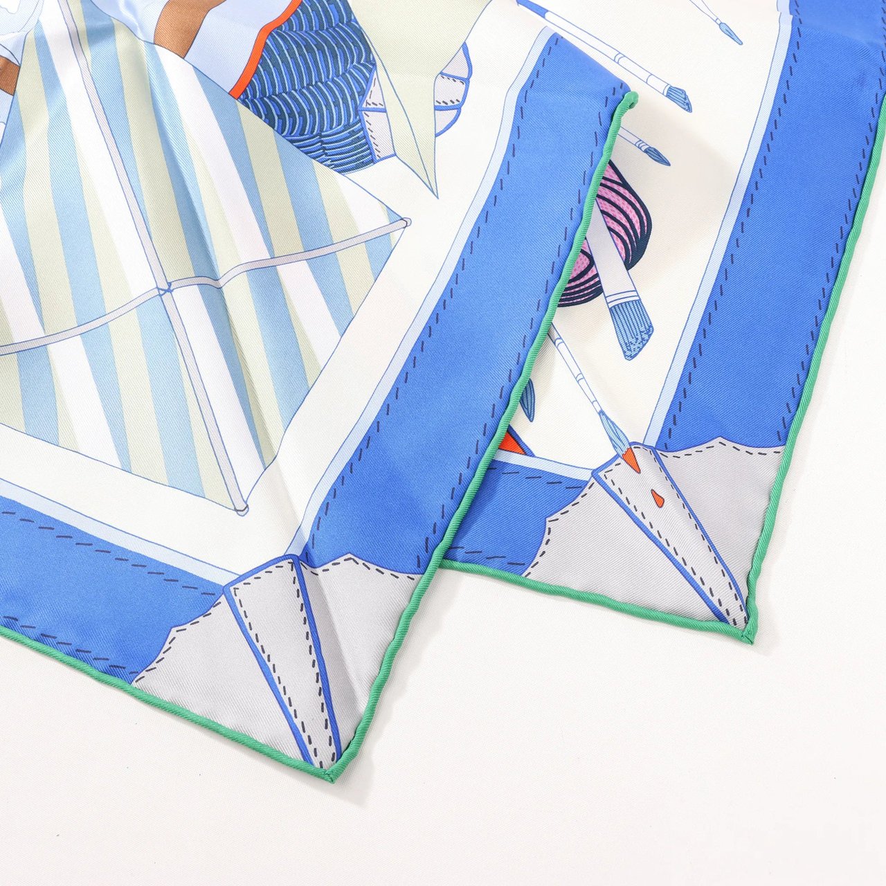 Hermès Hermès Carré 90 "BAGAGE A MAIN" Silk handkerchief in Blue Blauw