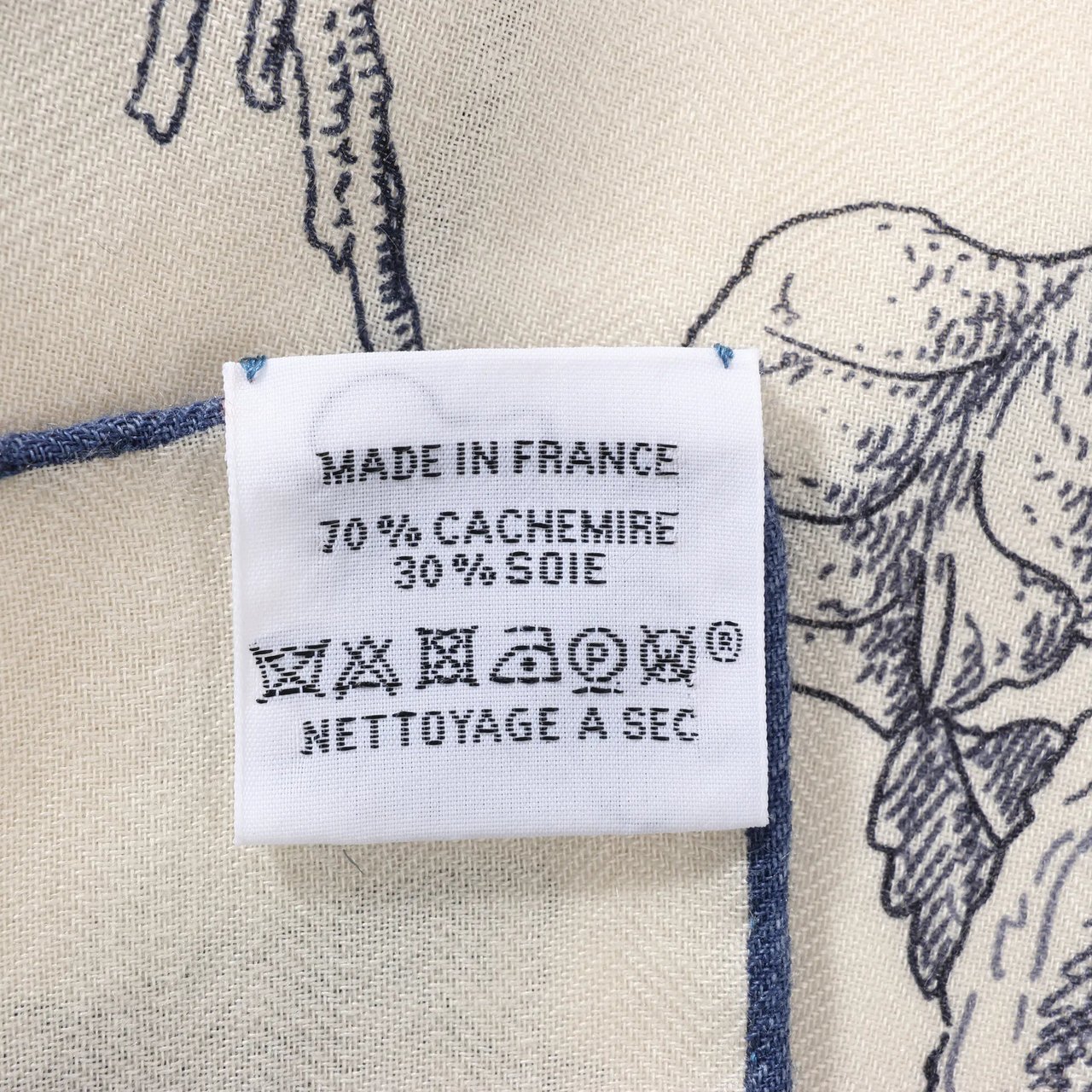 Hermès Hermès Carré Géant "LES CABANES" Cashmere & Silk Scarf in in Beige x Navy Beige