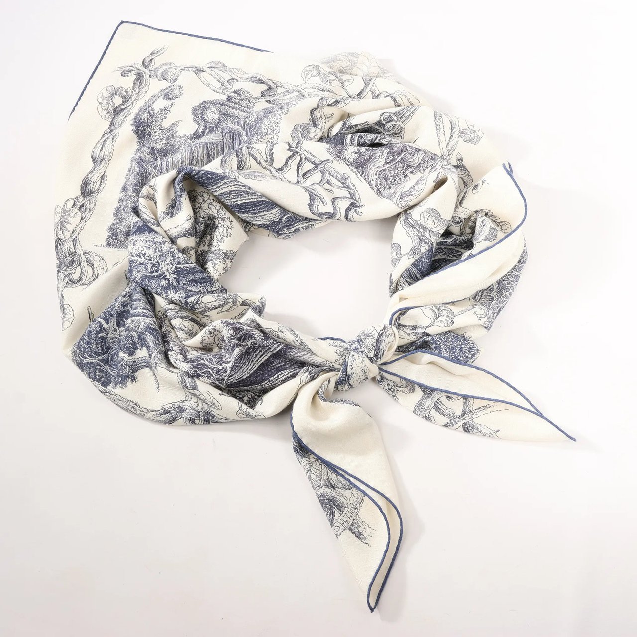 Hermès Hermès Carré Géant "LES CABANES" Cashmere & Silk Scarf in in Beige x Navy Beige