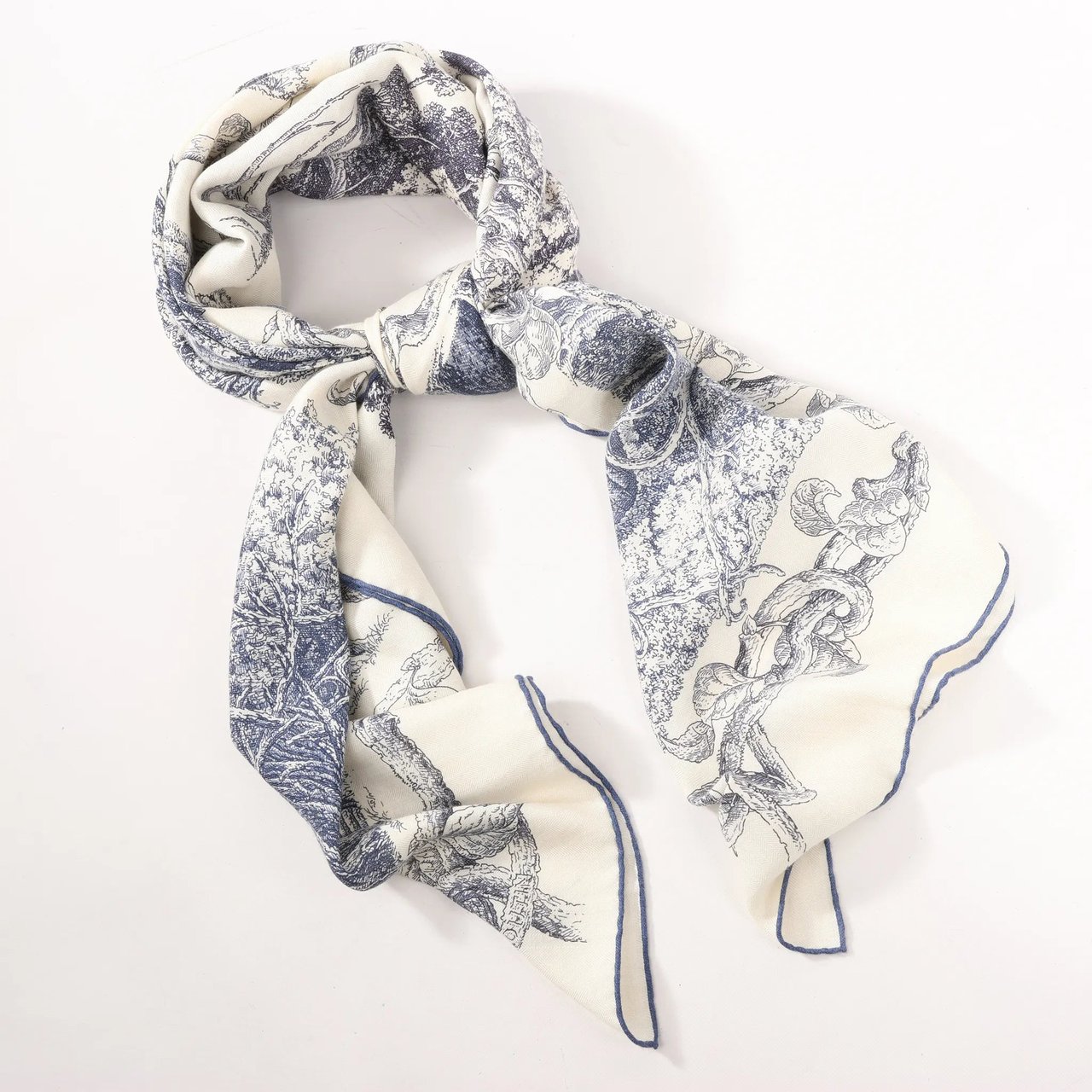Hermès Hermès Carré Géant "LES CABANES" Cashmere & Silk Scarf in in Beige x Navy Beige